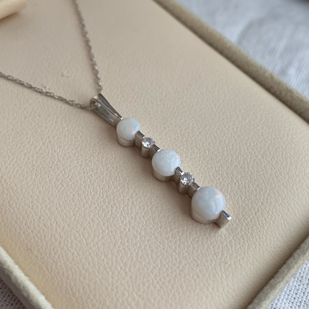 Opal & Diamond White Gold Necklace